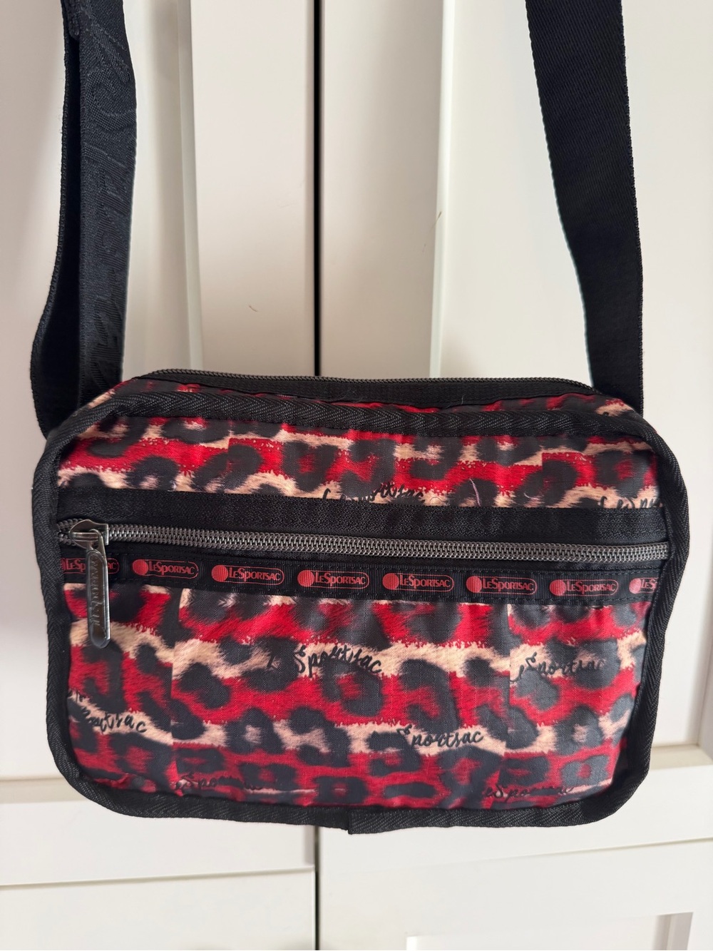 Rare! Lesportsac x Alber Red Leopard Print Crossbody Bag